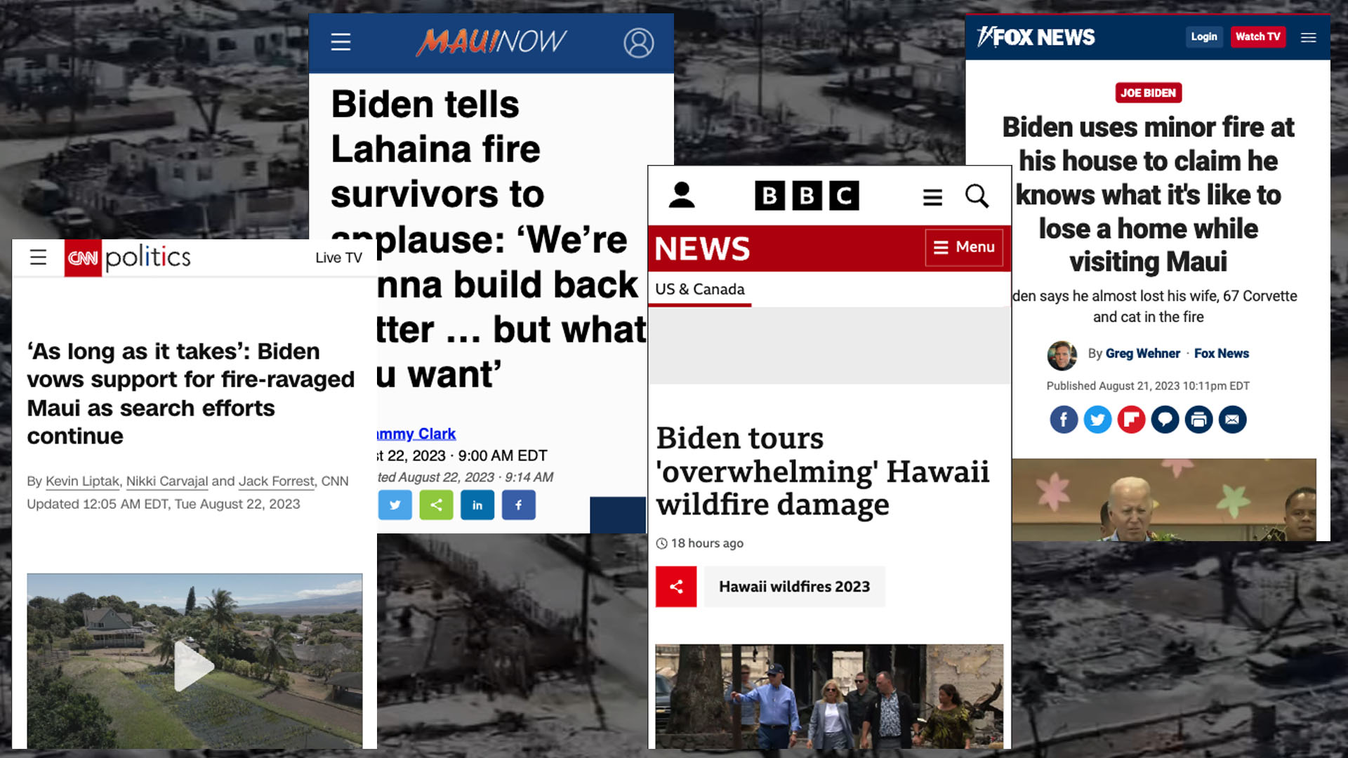 Media Outlets Differ in Coverage of Biden's Maui Visit Amid Wildfires